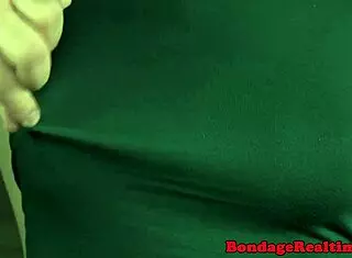 Man, this redhead sub is bound tight and masked, uh, before some intense fingering action!