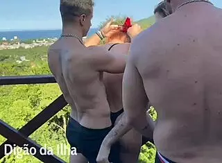 redhead and blonde sluts have wild orgy on balcony from xvideos 😈