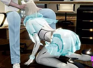 Testing the company's new prototype AI customer service robot outdoors