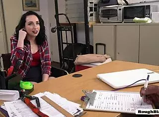 White hottie gets pussy drilled by director in doggystyle