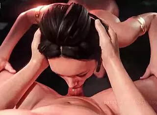 Kitana gives deadly blowjob to bulging senpai.