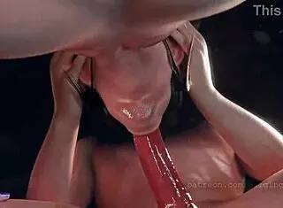 Kitana gives deadly blowjob to bulging senpai.