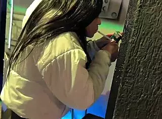 Little slut departs with a newly met fan, hinting at more.