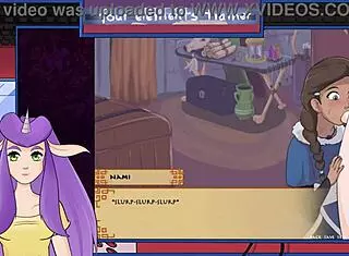 Nami gives monster cock blowjob in avatar bonus scene