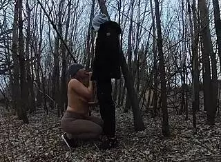 Sucking His Hard Dick in Public Park