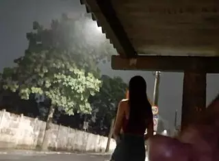 Risky Street Masturbation For Hot Redhead At Bus Stop