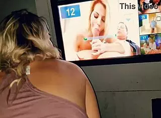 I watched this couple have sex at an adult store with gloryholes