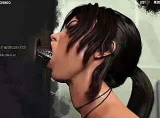 Lara Croft Deepthroats Huge BBC at Glory Hole