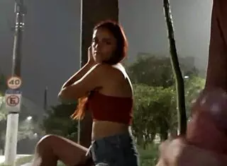 Risky Street Masturbation For Hot Redhead At Bus Stop