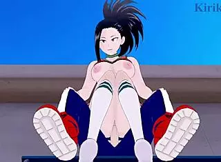 Himiko Toga and Momo Yaoyorozu have intense sex with Izuku Midoriya