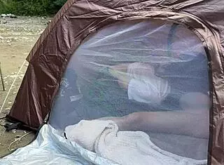 i held back moans during outdoor tent blowjob sex as amateur college girl