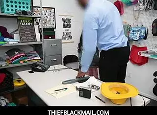 asian thief jada kai fucked by big black cock in backoffice.