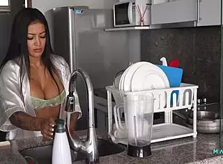 Mariana Martix Performs Deepthroat on Boyfriend's Black Cock