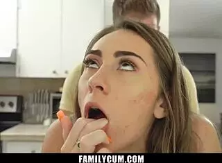 Wow, stepmom joins as stepbrother fucks stepsister hard!