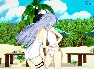 Miku Kohinata and Laura Bodewig feel deep emotions in lesbian play with cute outfits and big tits