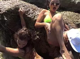 Spanish trio fucks on beach.