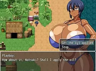 Tanned Natsuki hints at big tits in cute outfit during hot oil massage