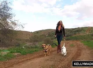 Kelly madison fingers herself outdoors with a vibrator on her big natural tits