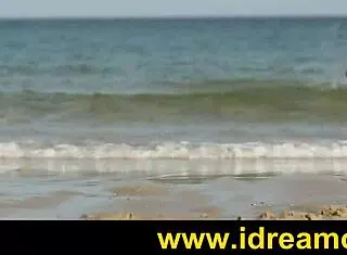 Surfs Up With Brunette Solo Masturbation On The Beach