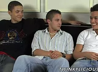 twinks trevin nills and michael lee masturbate with ty sloan in group cumshot