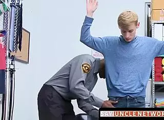 Blonde jock's ass claimed doggystyle by BBC police officer in office