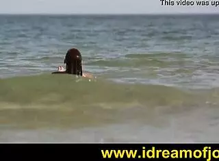 Surfs Up With Brunette Solo Masturbation On The Beach