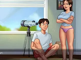 Step sis cums on bed in Summertime Saga.