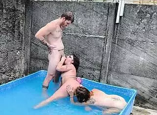 Good step-sisters always share good cock in rough group action