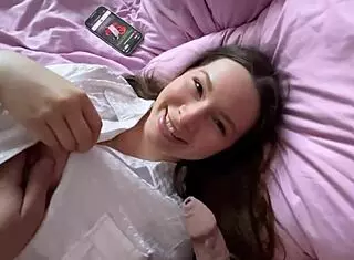 I'm a beautiful babe with natural tits getting fucked hard in homemade video with loud moans