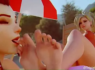 3d animated compilation of footjob scenes in hentai using sfm and blender