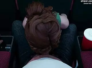Young Redhead Gives Public Blowjob