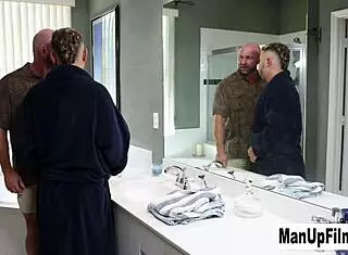 My girlfriend turns me with Ray Boogie & Killion Knox action. Their muscular gay handjob for ManUpFilms gets wild.