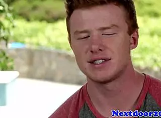 why is this muscular redhead hunk jerking off?