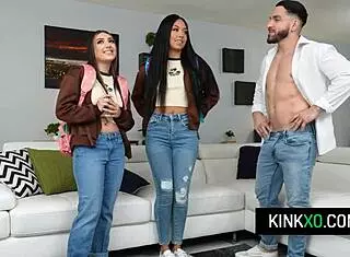 Perv Stepbro Corrupts Teen 18+ Stepsisters Violet Gems and Bianca Bangs in Taboo Threesome