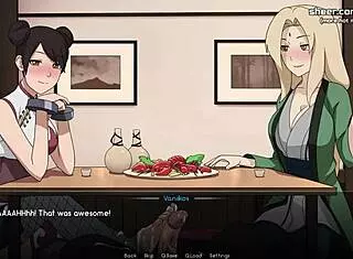 Tsunade and Tenten giving handjob and foot job in public restaurant?
