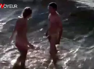 Hot teen babe pounded into beach sand by voyeur