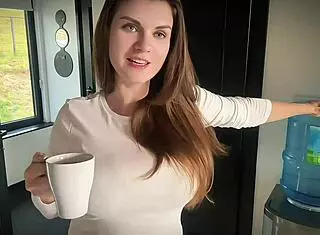 Huge stepmother's boner caught by stepson during steamy office roleplay