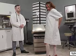 Shemale Patient Kalli Grace Performs Deepthroat in Medical Setting