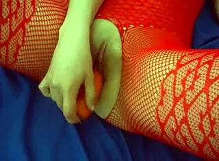 Hey, This Sexy Girl Is Masturbating With Her Favorite Carrot While Bent Over 😏