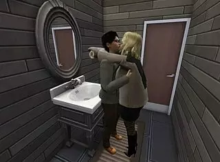 Guy enticingly fucks girl in bathroom after coffee with friend, including blowjob and smoking