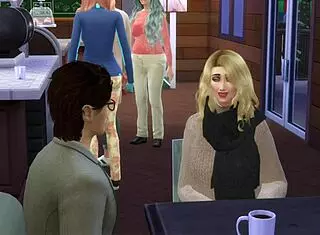 Guy enticingly fucks girl in bathroom after coffee with friend, including blowjob and smoking