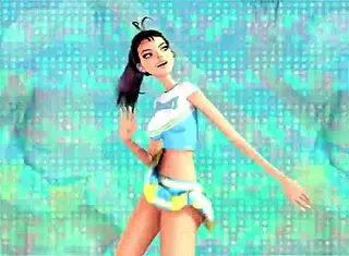 Busty girls in 3D cartoon threesome.