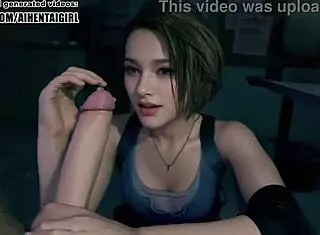 Jill Valentine strokes my cock in her cosplay outfit