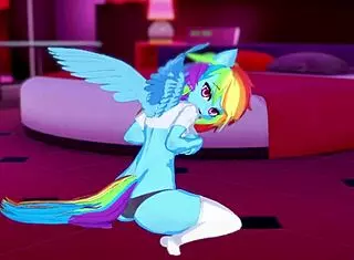Rainbow Dash wants you to ride her after touching each other in My Little Pony 18+.