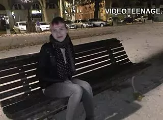 Skinny teen strips for dildo play at porn casting