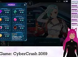 I am Vtuber Lewdneko playing Cybercrush 2069 part 1 with big tits