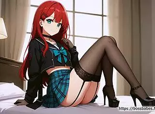 Sexy Redhead Anime Girl - AI Generated
