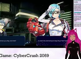 I am Vtuber Lewdneko playing Cybercrush 2069 part 1 with big tits
