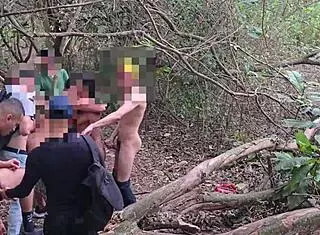 On the trail with several Brazilian men