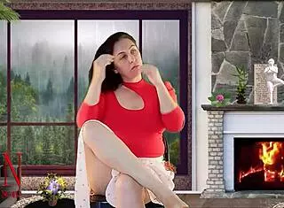 Sexy Brunette Wife in Heels Teases at Dorm Party